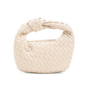 NICO AND OLIVE Oatmilk Leather Woven Knot Clutch Bag